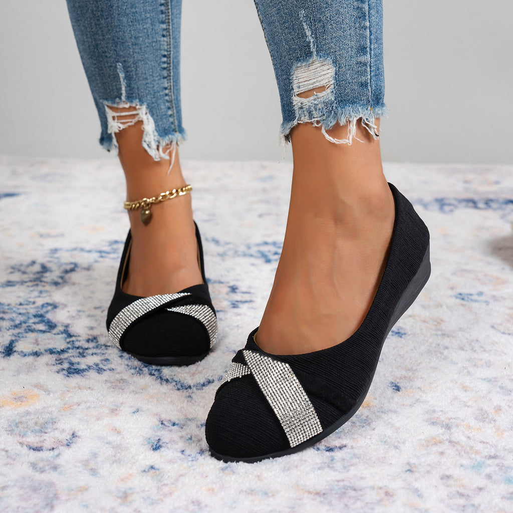 Rhinestone Low-cut Slip-on Shoes