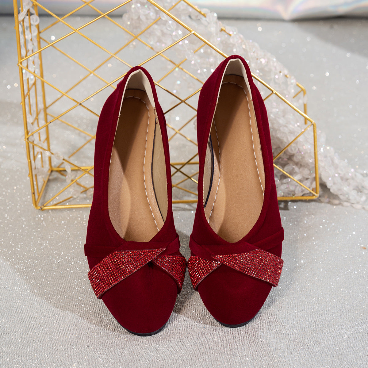 Rhinestone Low-cut Slip-on Shoes