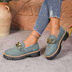Metal Chain Thick-soled Versatile Casual Loafers
